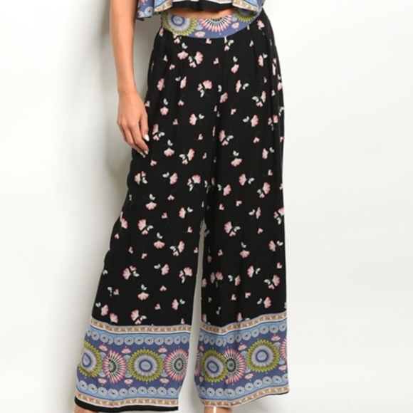 GIGI Two Piece Set Wide Leg Pants & Swing Crop Top Floral Print Sizes S & L NWT - Picture 6 of 12